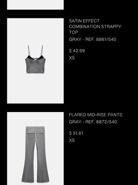 Zara Gray Flared Mid-Rise Pants + Top (set)
